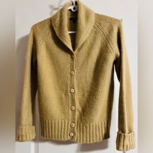 Jacob Shawl Collar Angora Rabbit Hair Cardigan in Mustard Yellow